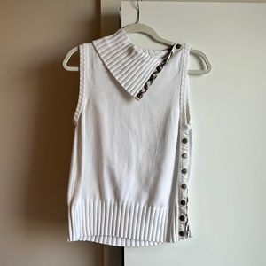 Burberry Nova Check Trim Sleeveless Turtleneck White